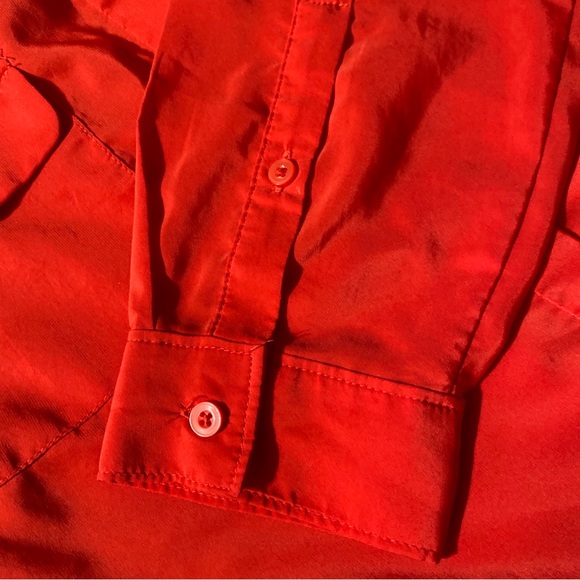 GAP red double pocket long sleeve button down top size small - Picture 6 of 9